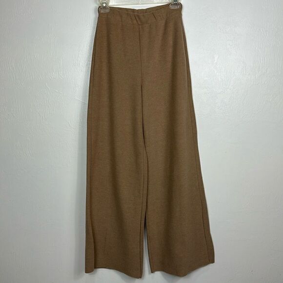 Zara Cotton Blend Camel Color High Rise Flared Pants Size S - Picture 2 of 11